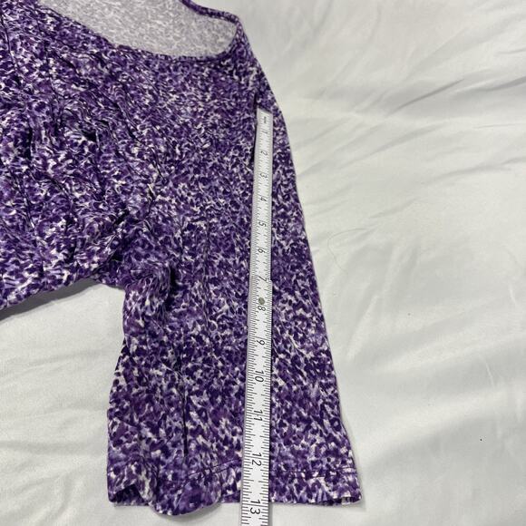 Jessica London Purple Print Tunic Top V Neck Short Sleeve Casual Plus Size 22/24 - Picture 6 of 7